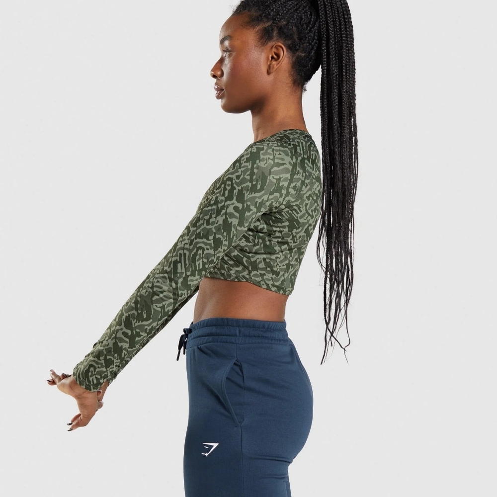 NWOT Gymshark Green Camo Long Sleeve Crop - Picture 4 of 5